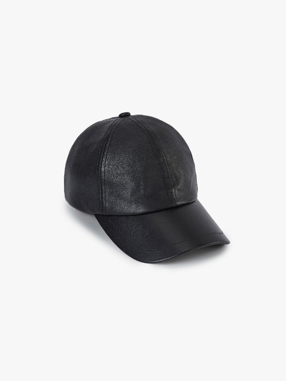 miss sixty LEATHER BASEBALL HAT BLACK