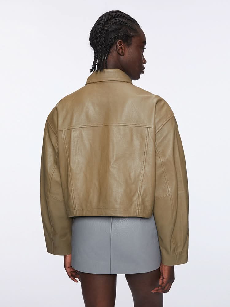 Miss Sixty LEATHER BIKER JACKET ARMY GREEN