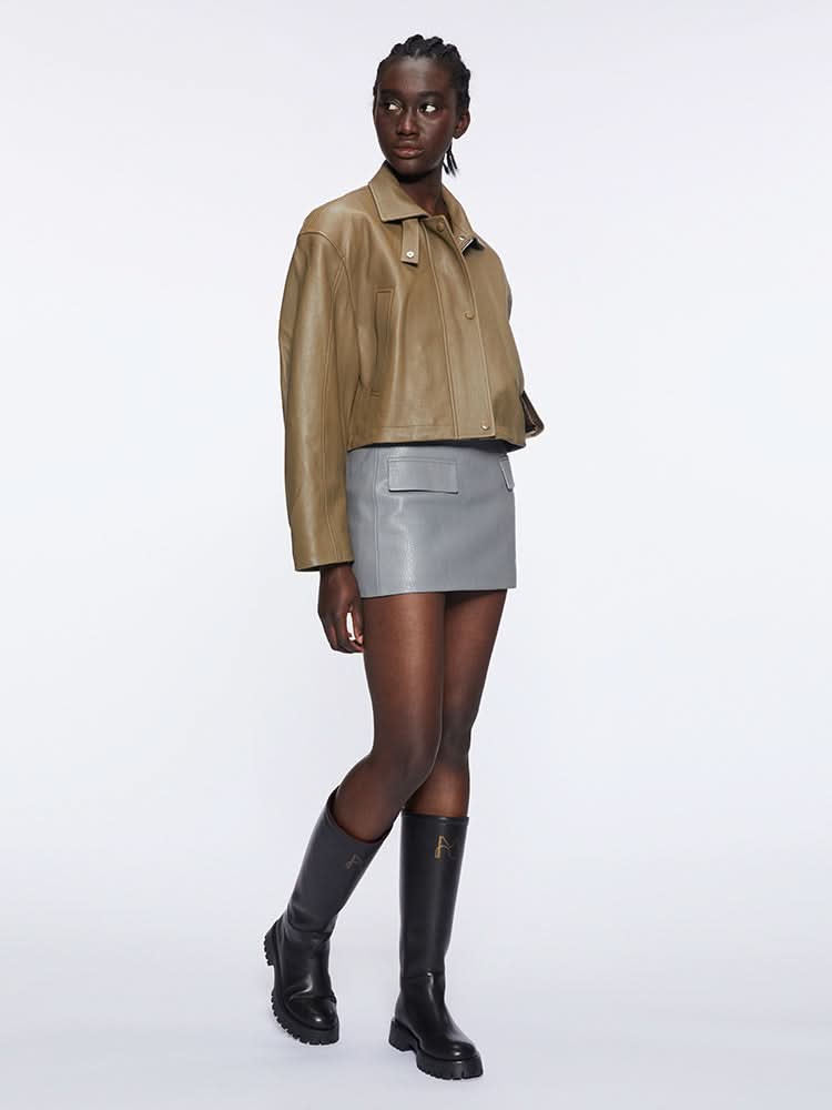 Miss Sixty LEATHER BIKER JACKET ARMY GREEN