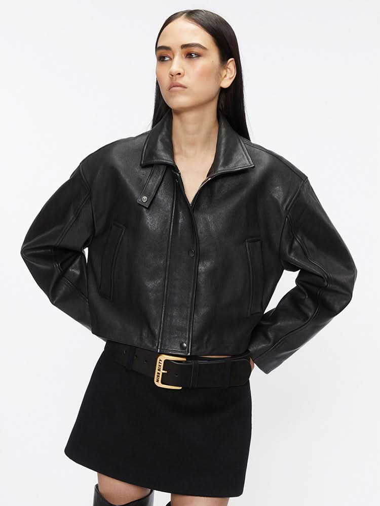 miss sixty LEATHER BIKER JACKET BLACK