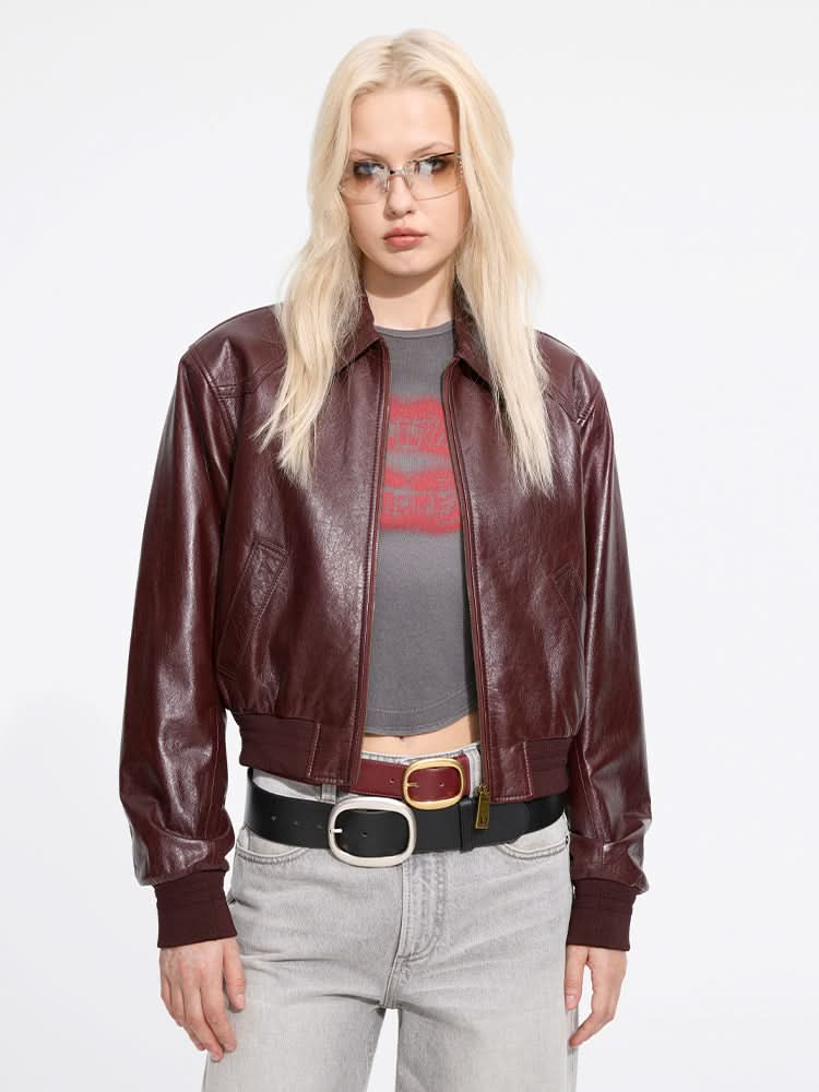 miss sixty LEATHER JACKET DARK RED
