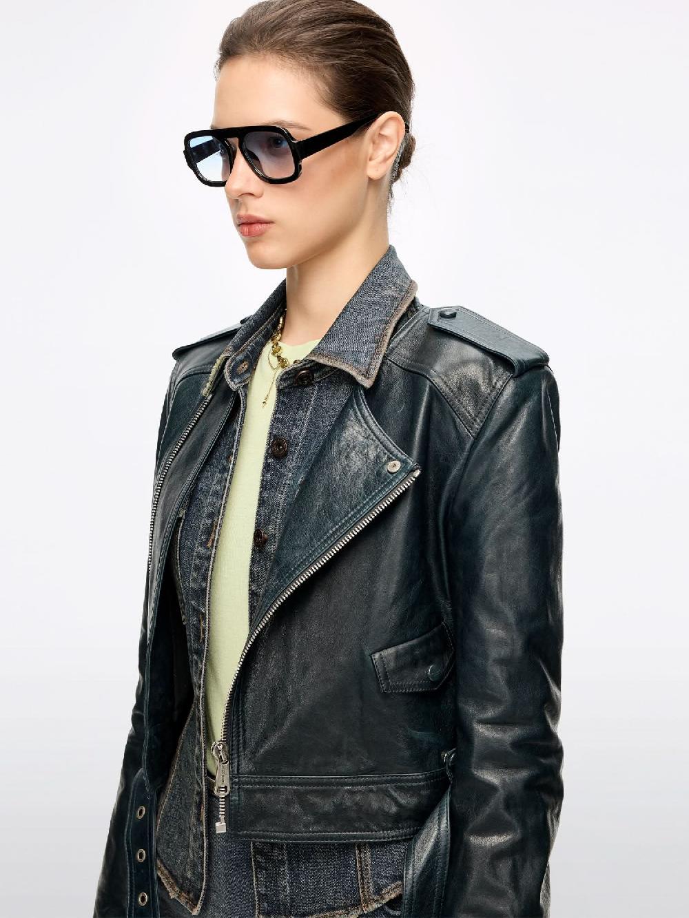 Miss Sixty LEATHER JACKET JASPER GREEN