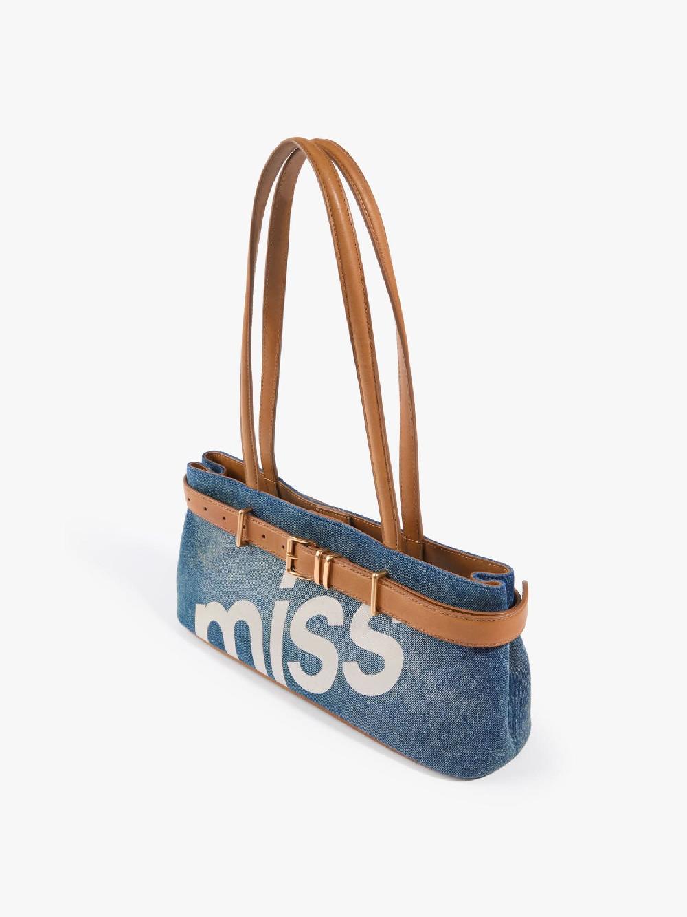 Miss Sixty LEATHER PATCH DENIM BAG BLUE DENIM