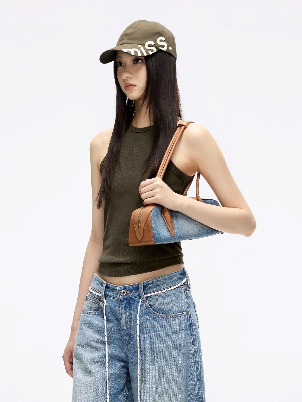 Miss Sixty LEATHER PATCH DENIM BAG BLUE DENIM