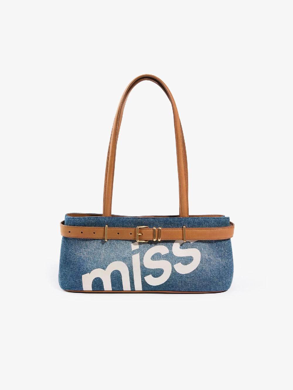miss sixty LEATHER PATCH DENIM BAG BLUE DENIM