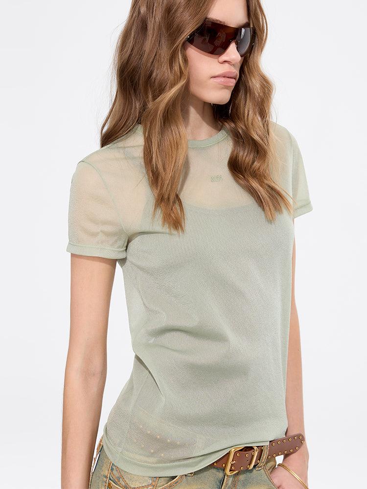 Miss Sixty LETTER PRINT T-SHIRT GREEN GREY