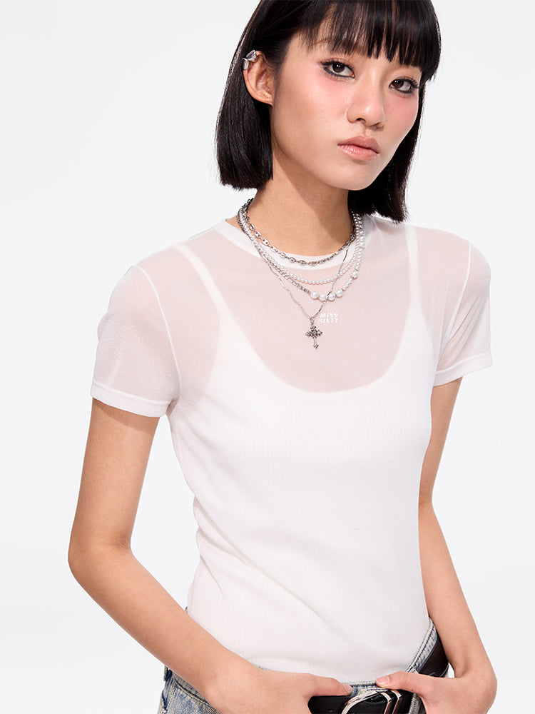 Miss Sixty LETTER PRINT T-SHIRT WHITE