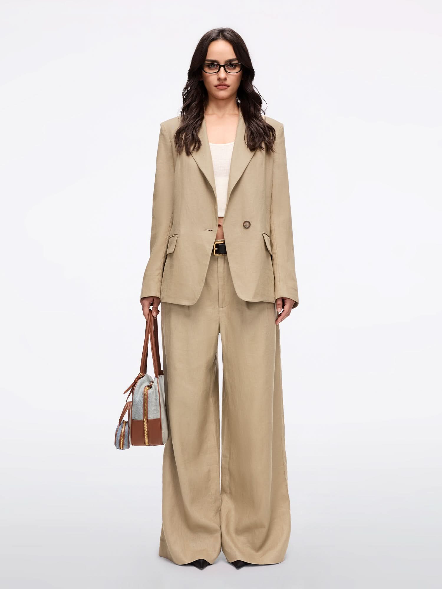Miss Sixty LINEN BLAZER DARK KHAKI