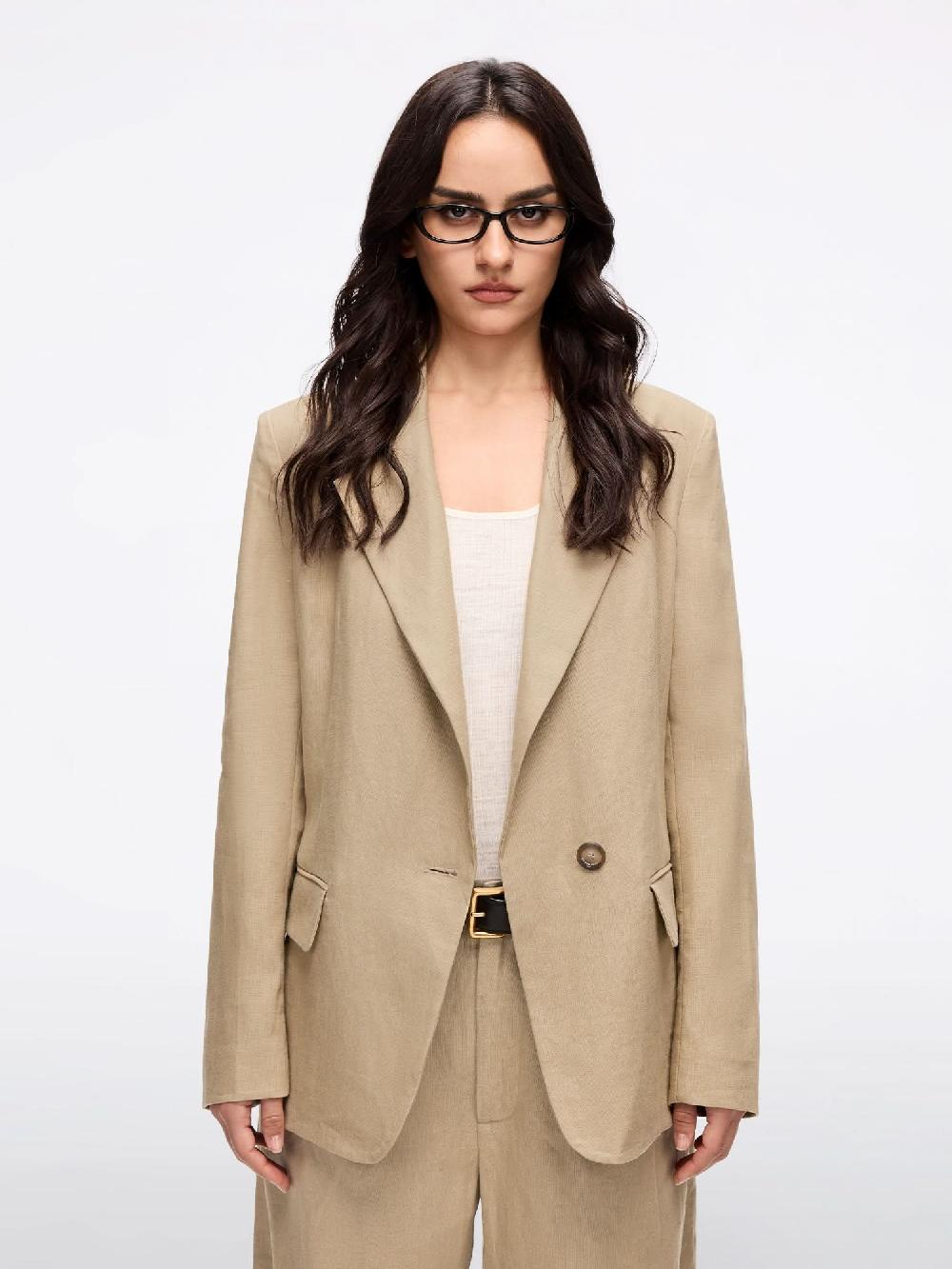 miss sixty LINEN BLAZER DARK KHAKI