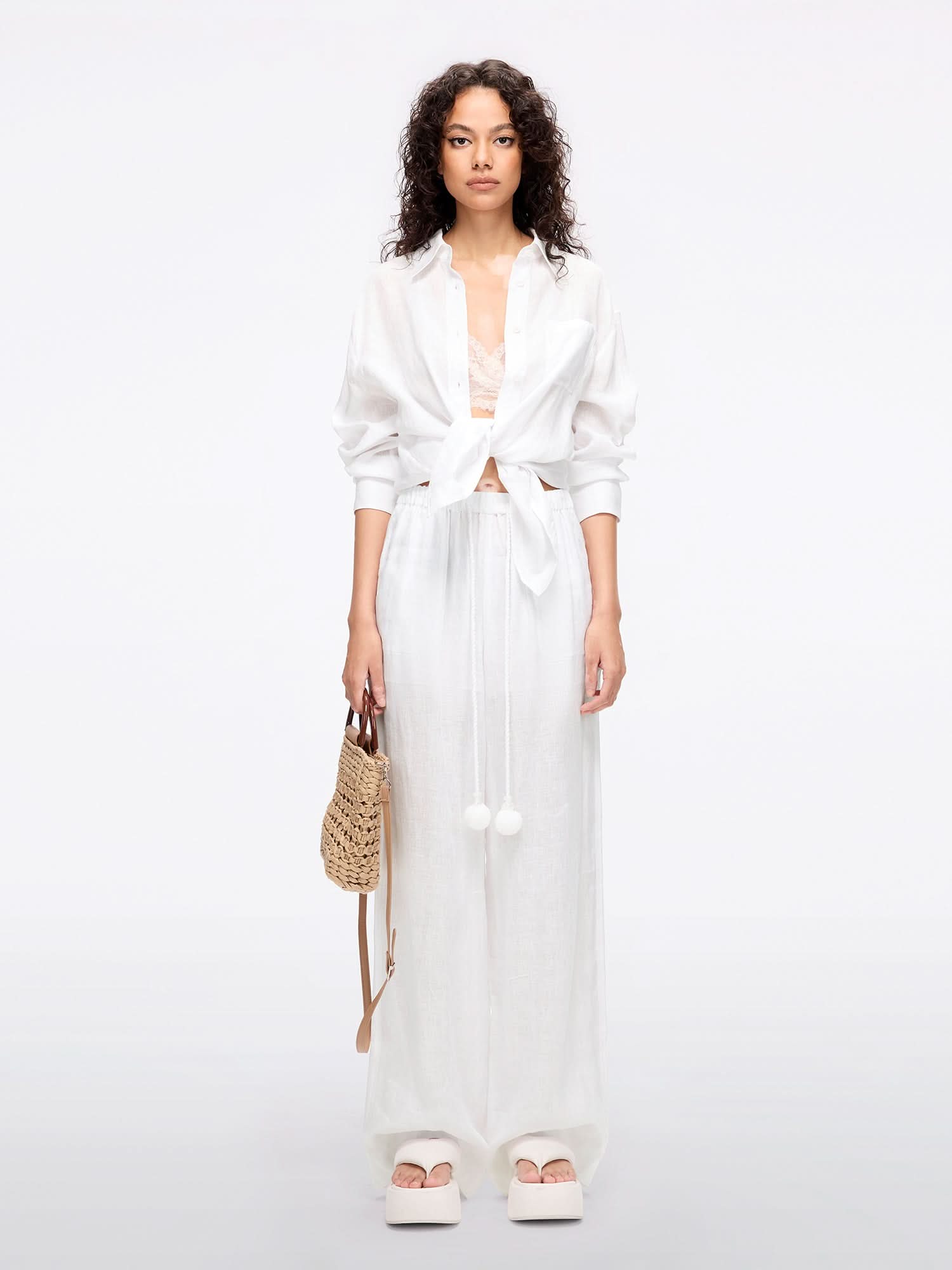 Miss Sixty LINEN PANTS BRIGHT WHITE