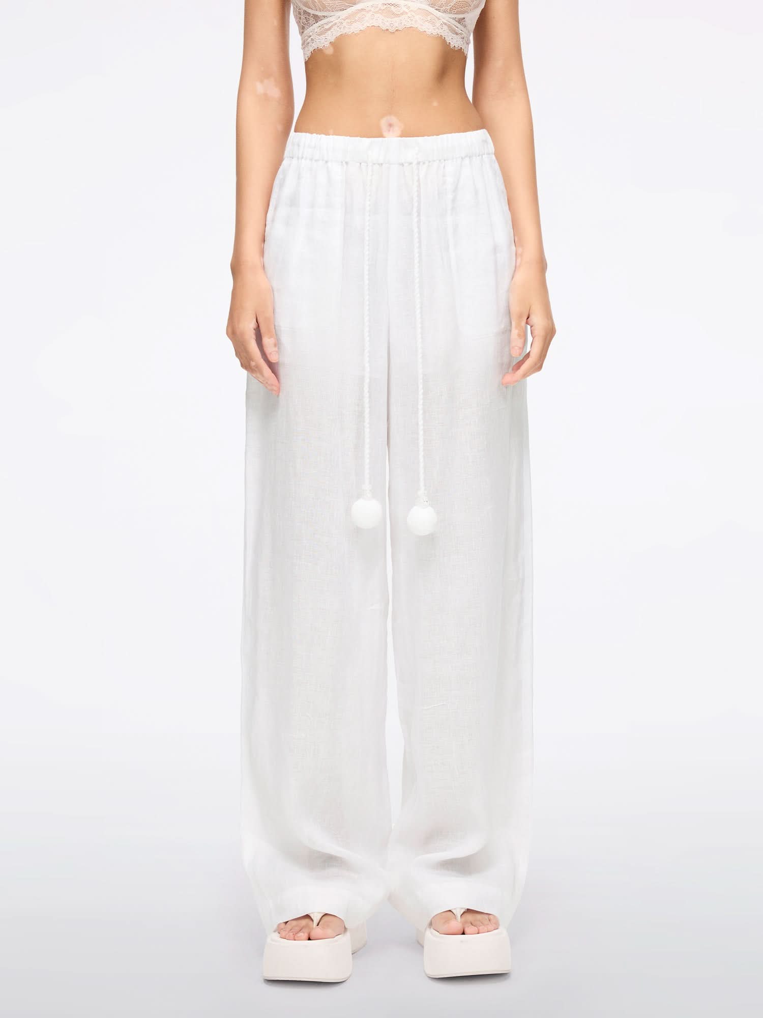miss sixty LINEN PANTS BRIGHT WHITE