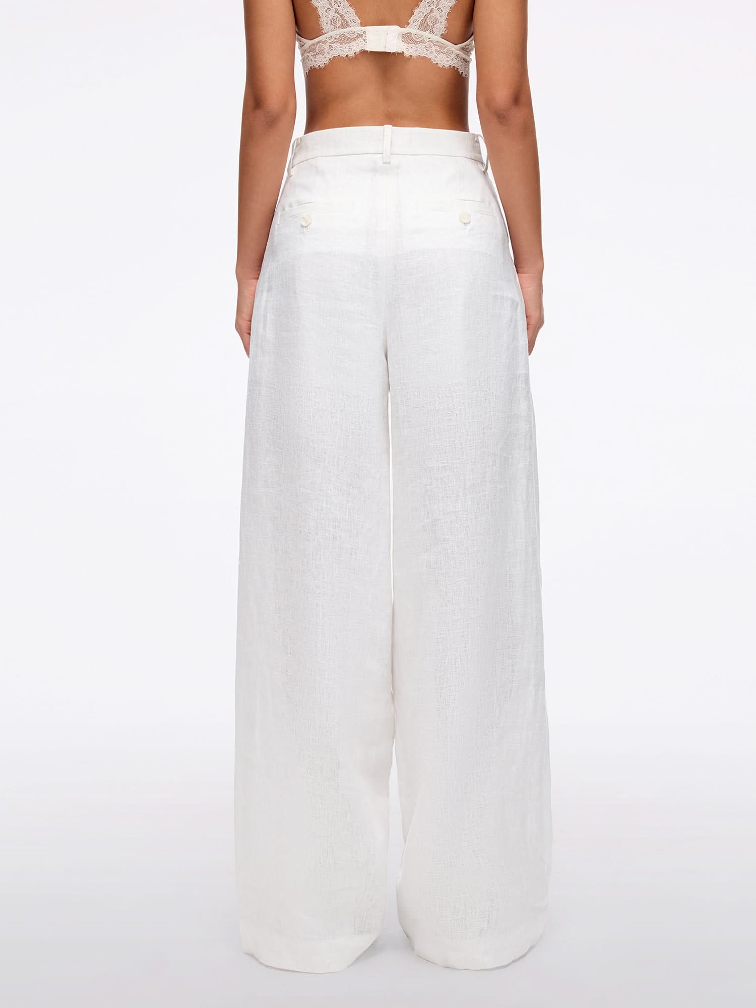 Miss Sixty LINEN STRAIGHT-LEG PANTS WHITE
