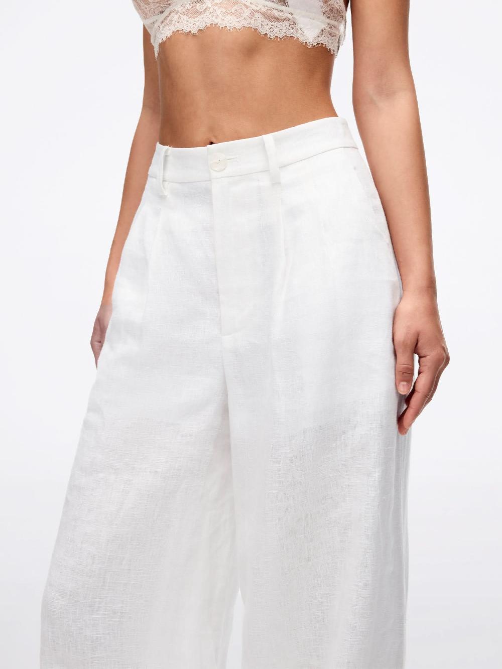 Miss Sixty LINEN STRAIGHT-LEG PANTS WHITE