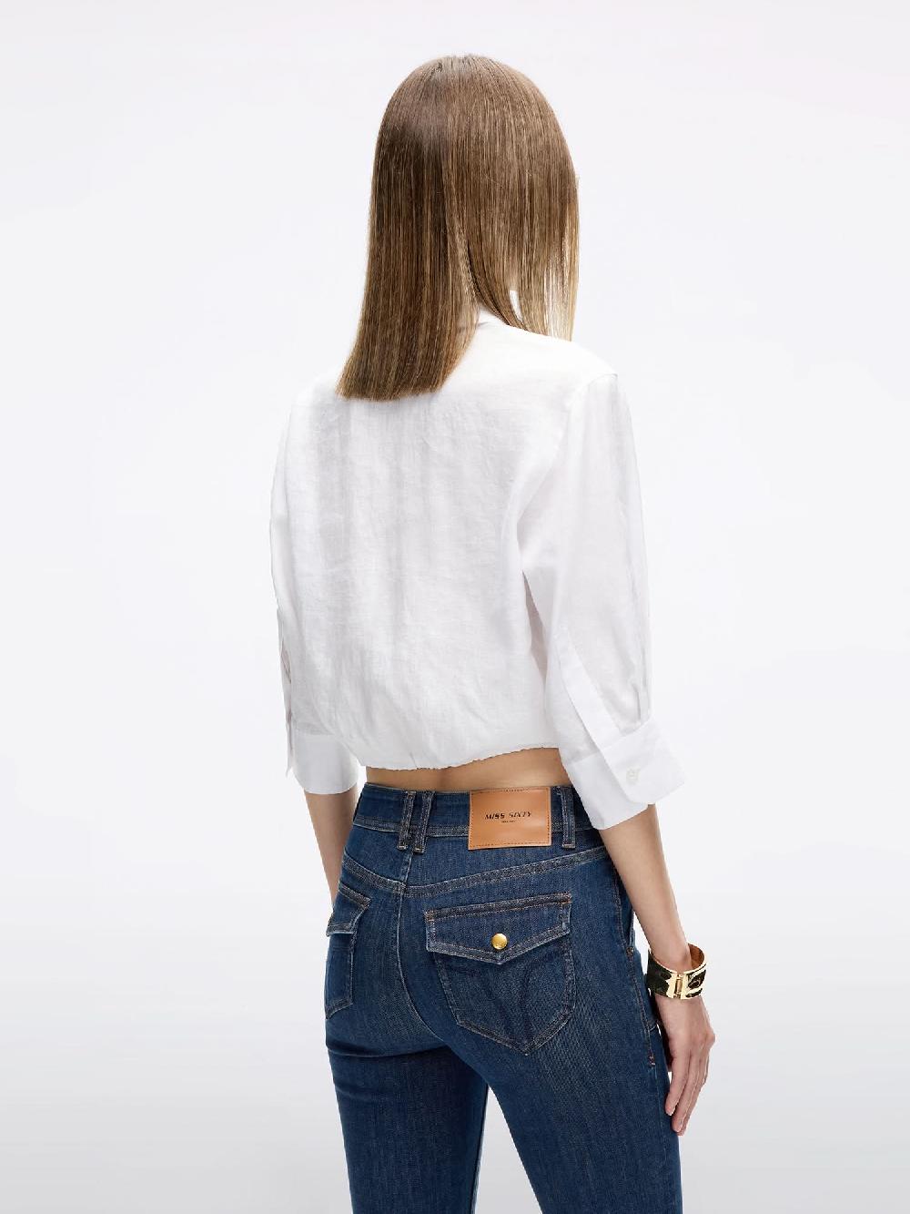 Miss Sixty LINEN TIE-FRONT SHIRT WHITE