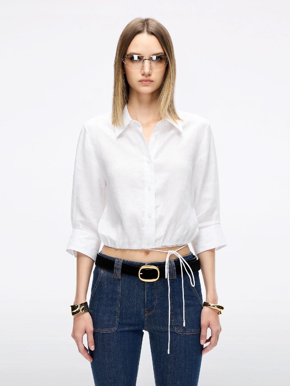 miss sixty LINEN TIE-FRONT SHIRT WHITE