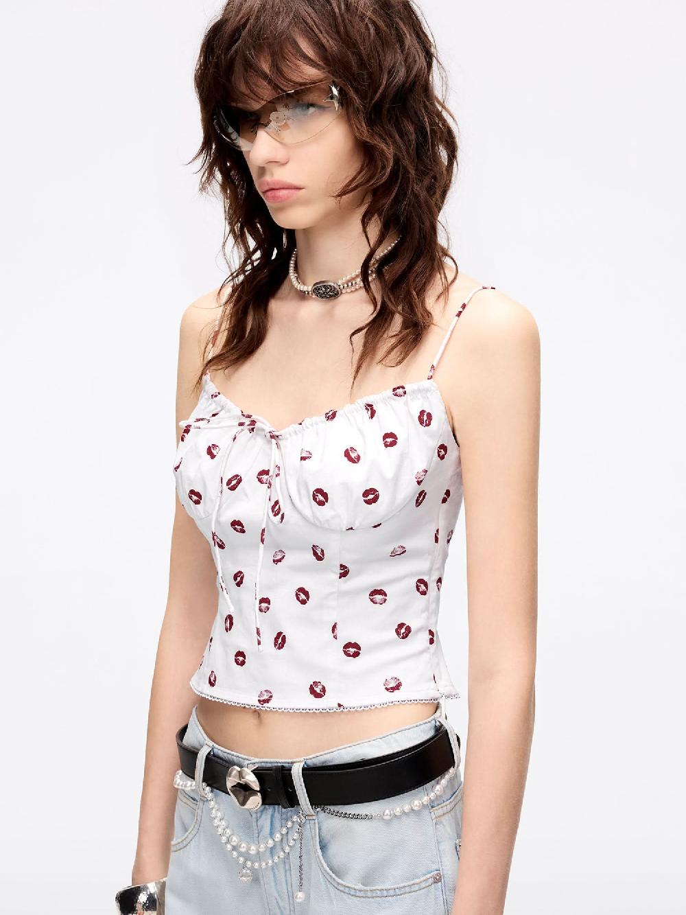 Miss Sixty LIP PRINT CAMI TOP WHITE