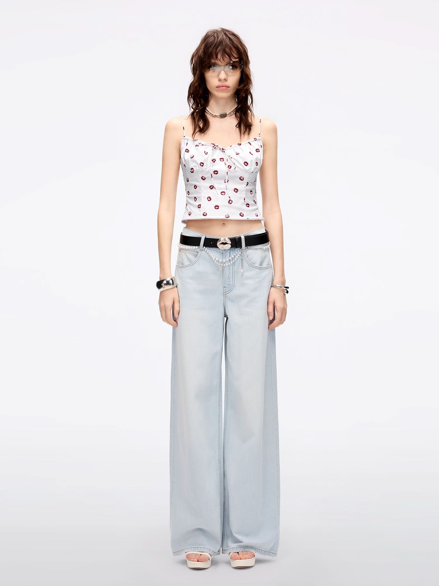 Miss Sixty LIP PRINT CAMI TOP WHITE