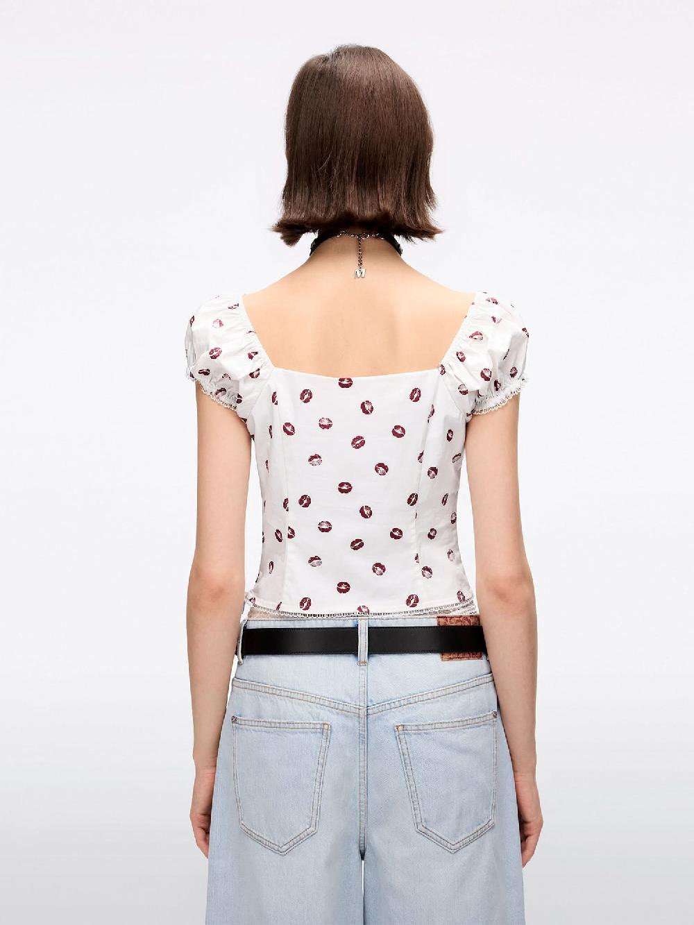 Miss Sixty LIP PRINT CROPPED SHIRT WHITE