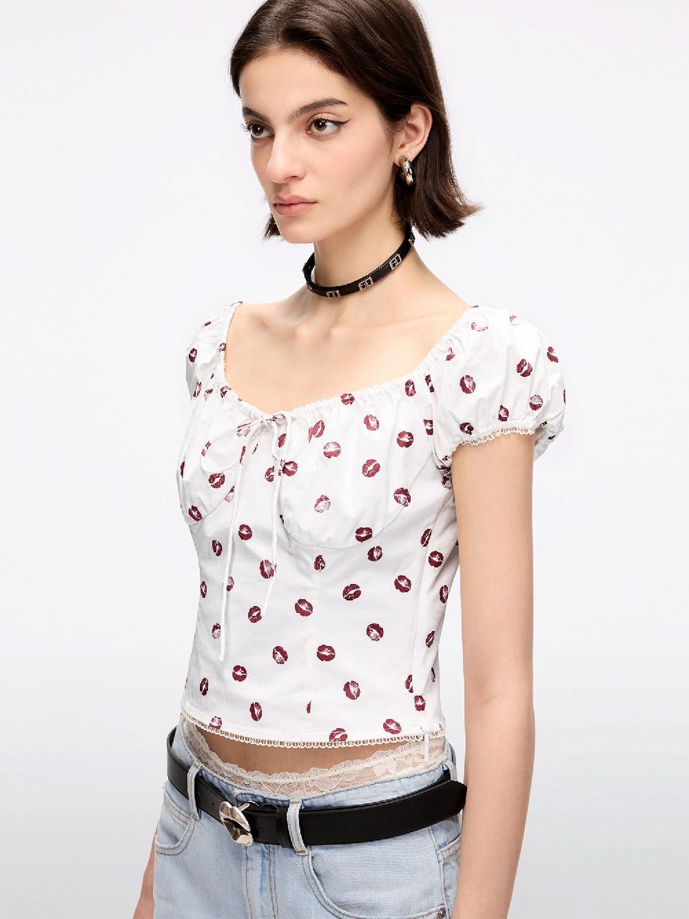 Miss Sixty LIP PRINT CROPPED SHIRT WHITE