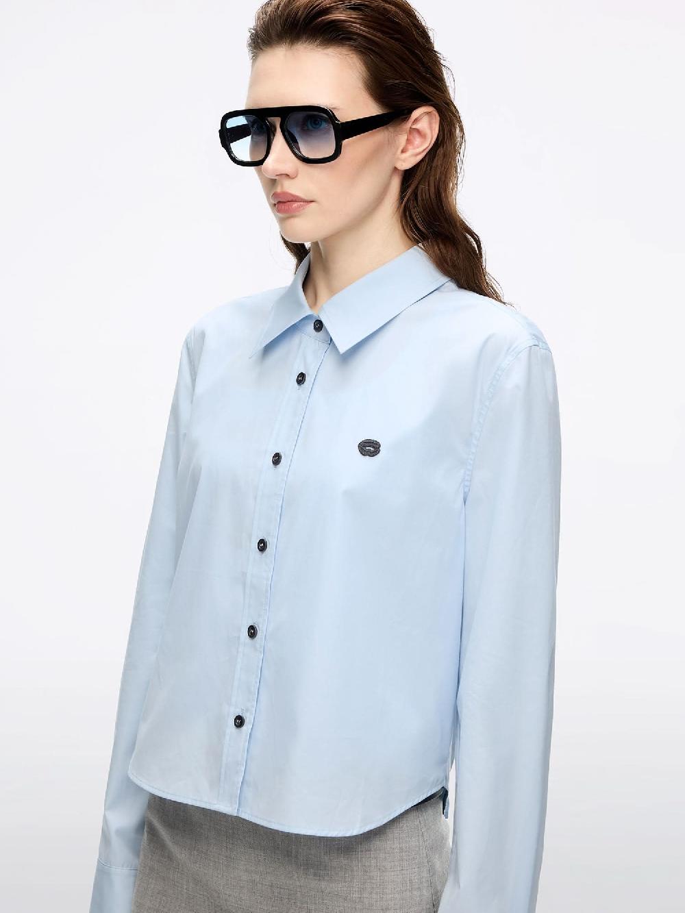 Miss Sixty LIP PRINT EMBROIDERED SHIRT LIGHT BLUE