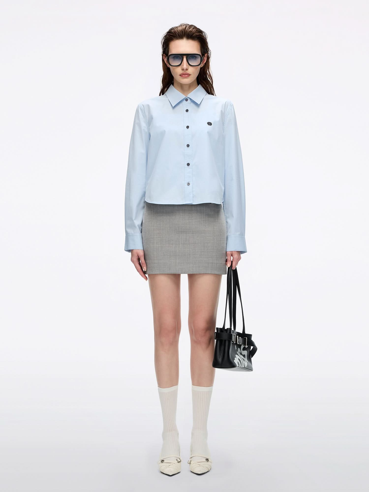 Miss Sixty LIP PRINT EMBROIDERED SHIRT LIGHT BLUE