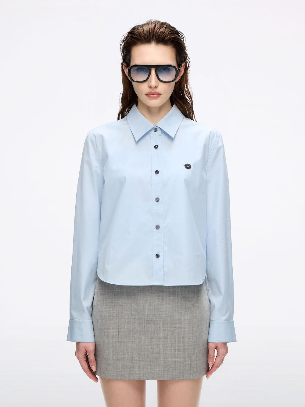 miss sixty LIP PRINT EMBROIDERED SHIRT LIGHT BLUE