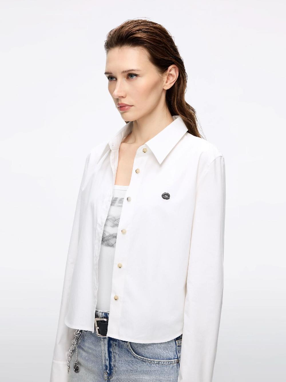 Miss Sixty LIP PRINT EMBROIDERED SHIRT WHITE