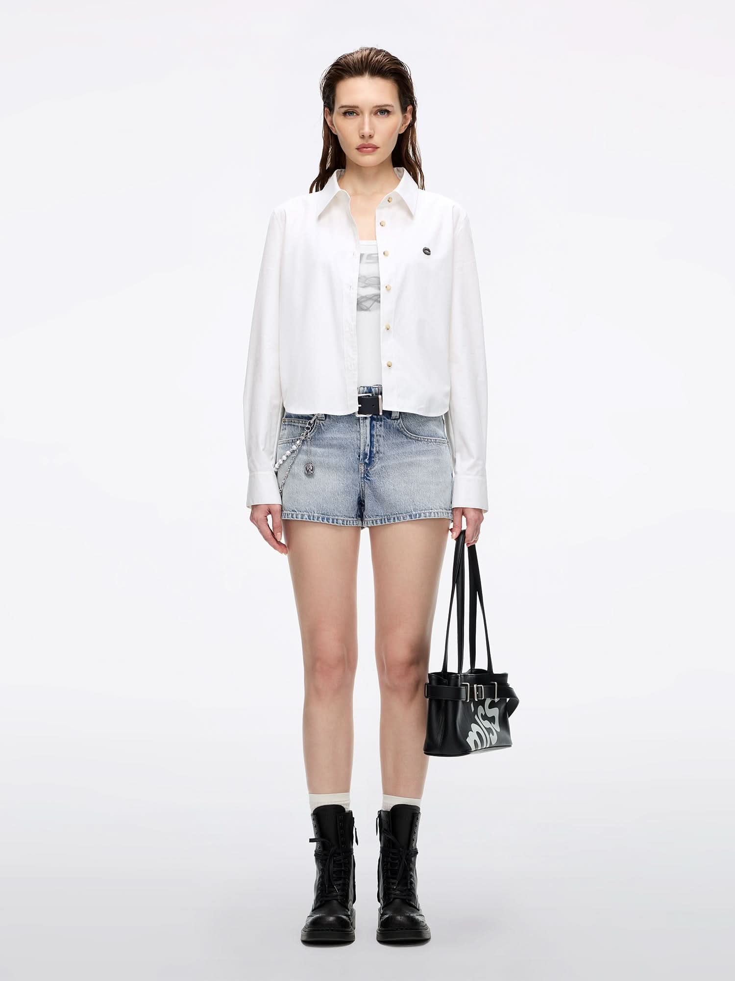 Miss Sixty LIP PRINT EMBROIDERED SHIRT WHITE