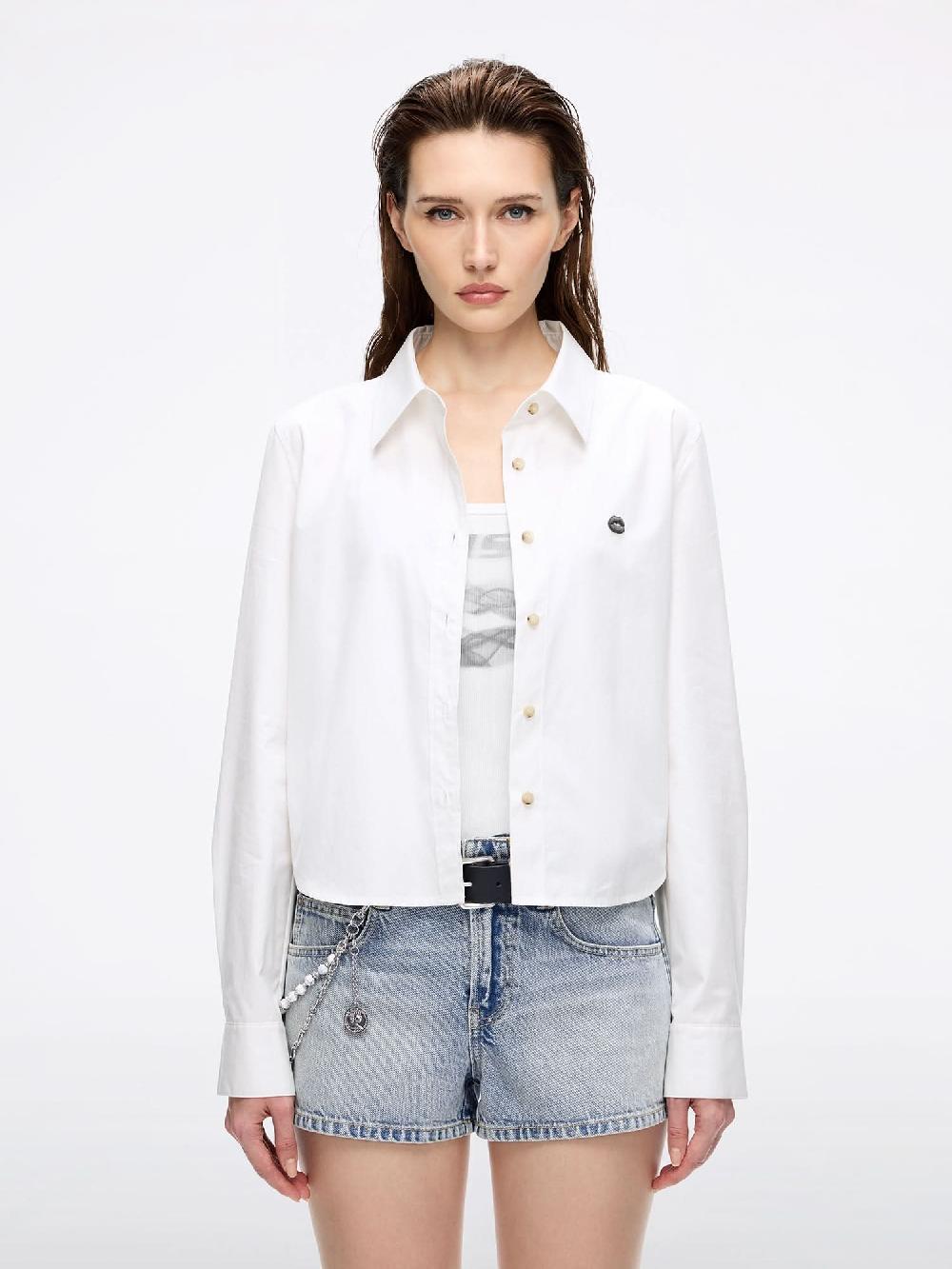 miss sixty LIP PRINT EMBROIDERED SHIRT WHITE