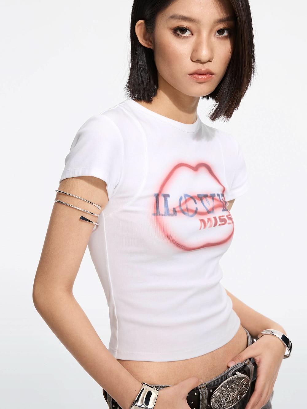 Miss Sixty LIP PRINT T-SHIRT OFF WHITE