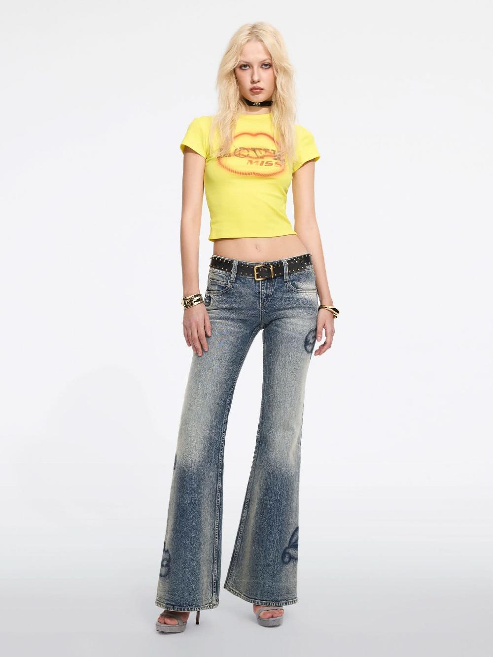 Miss Sixty LIP PRINT T-SHIRT YELLOW