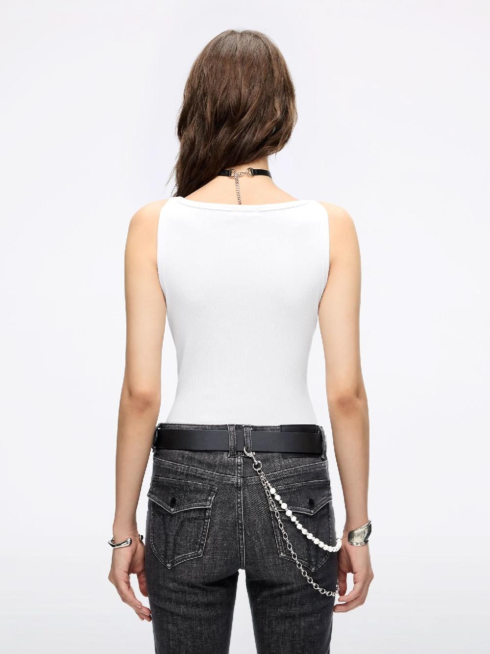 Miss Sixty LIPS PRINT SLEEVELESS T-SHIRT WHITE