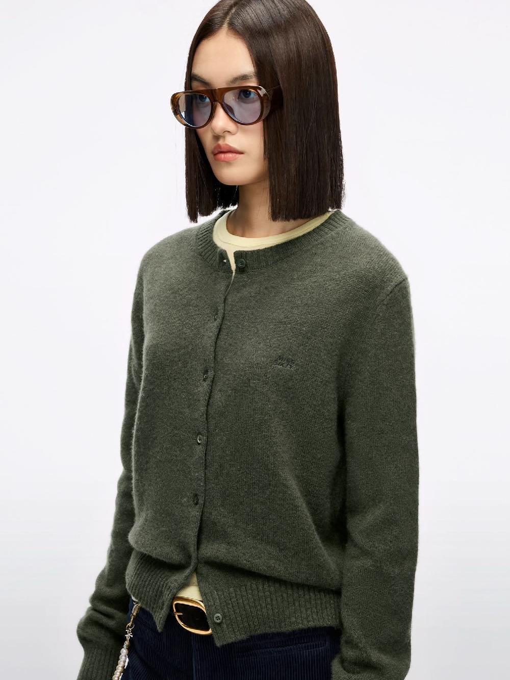 Miss Sixty LOGO WOOL CARDIGAN OLIVE GREEN