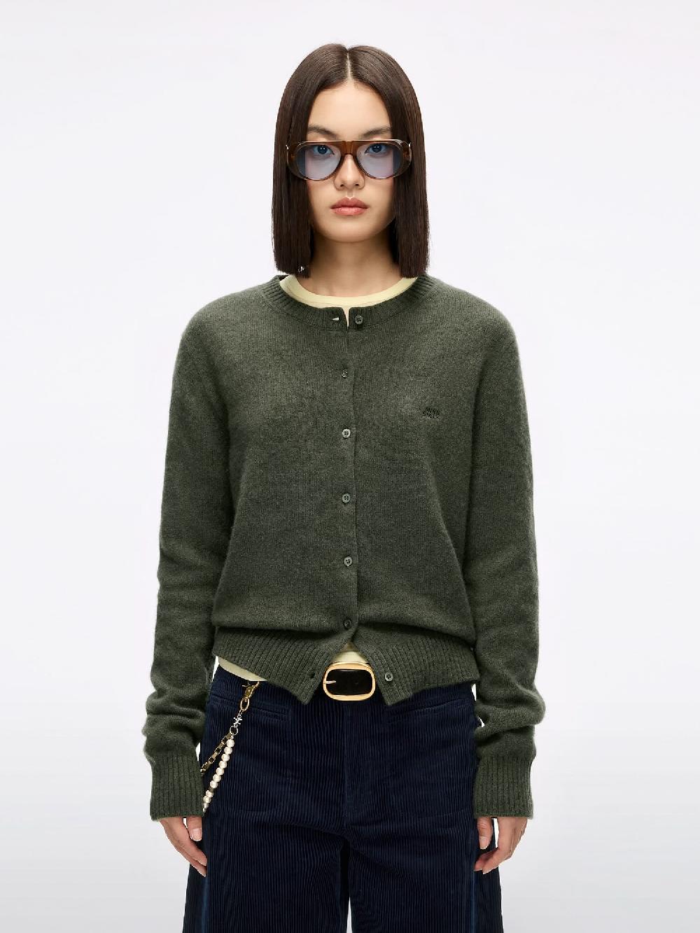 miss sixty LOGO WOOL CARDIGAN OLIVE GREEN