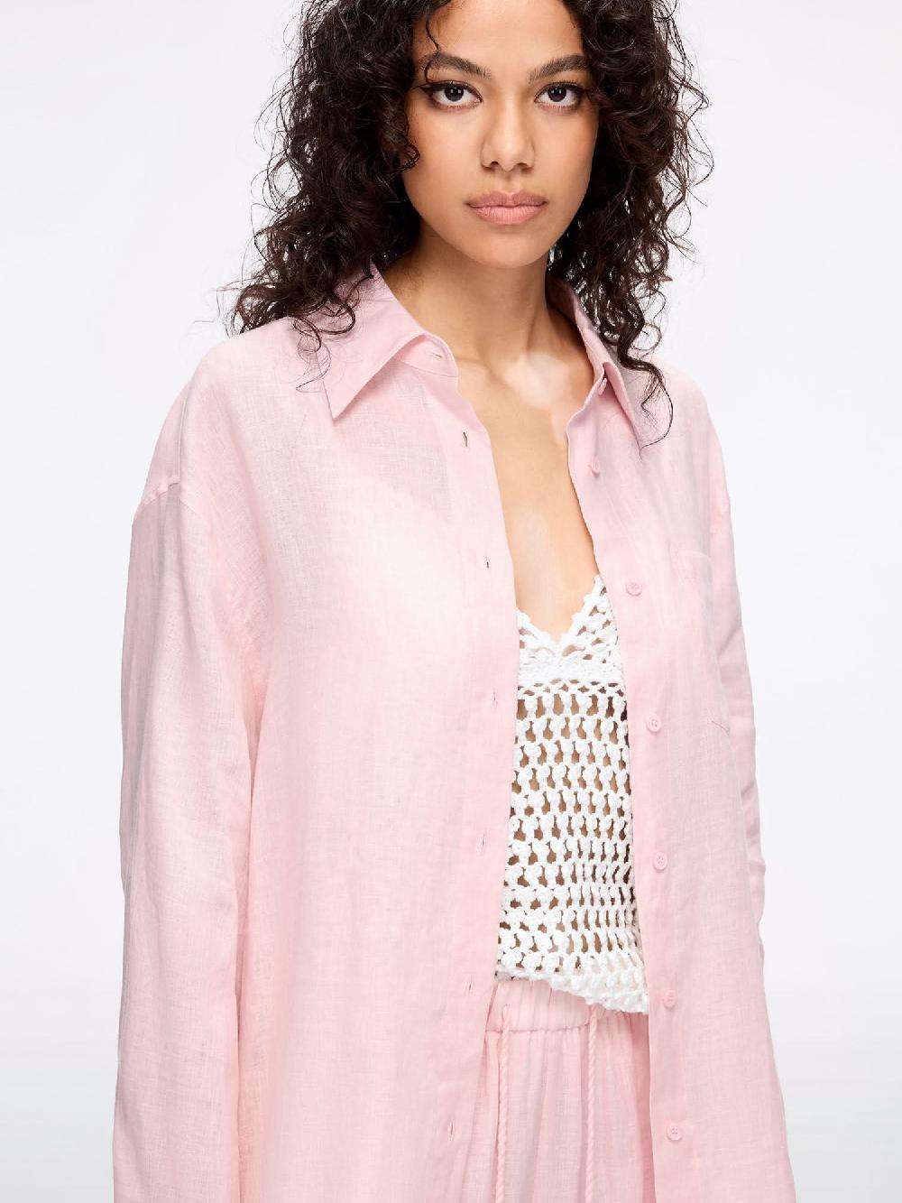 Miss Sixty LOOSE-FIT LINEN SHIRT BABY PINK