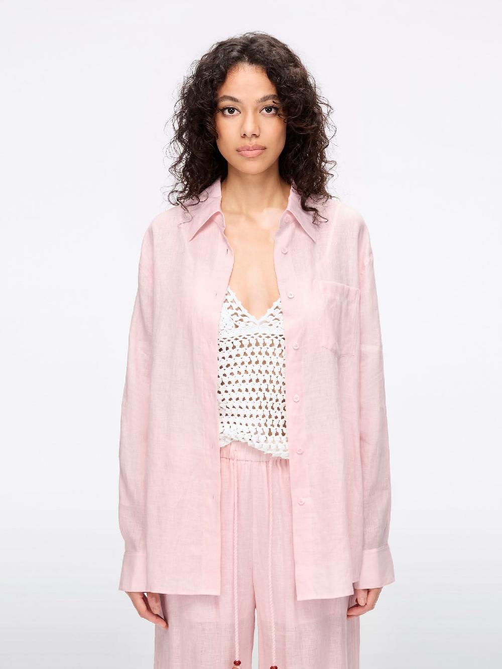 miss sixty LOOSE-FIT LINEN SHIRT BABY PINK