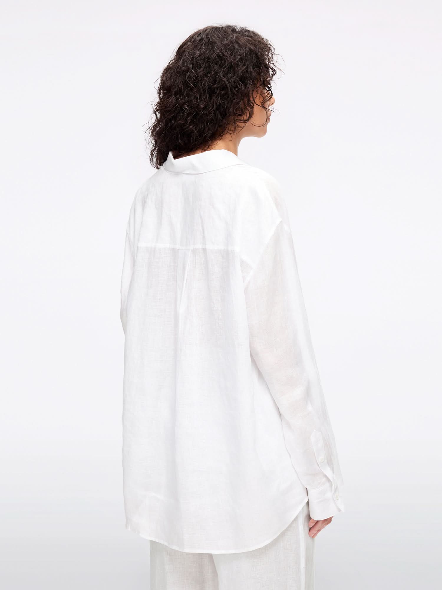 Miss Sixty LOOSE-FIT LINEN SHIRT BRIGHT WHITE