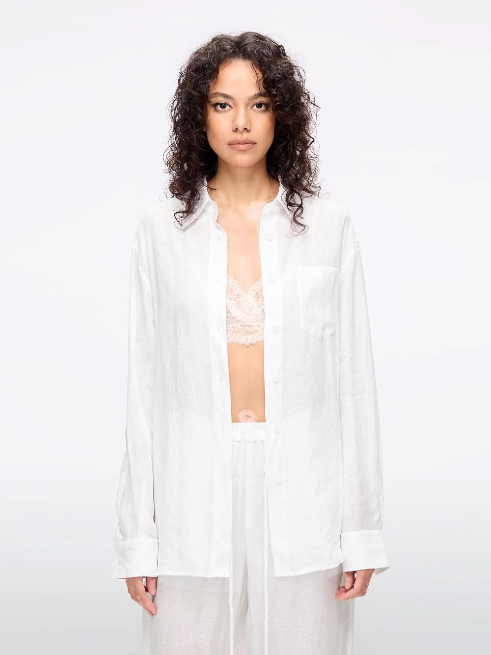 miss sixty LOOSE-FIT LINEN SHIRT BRIGHT WHITE