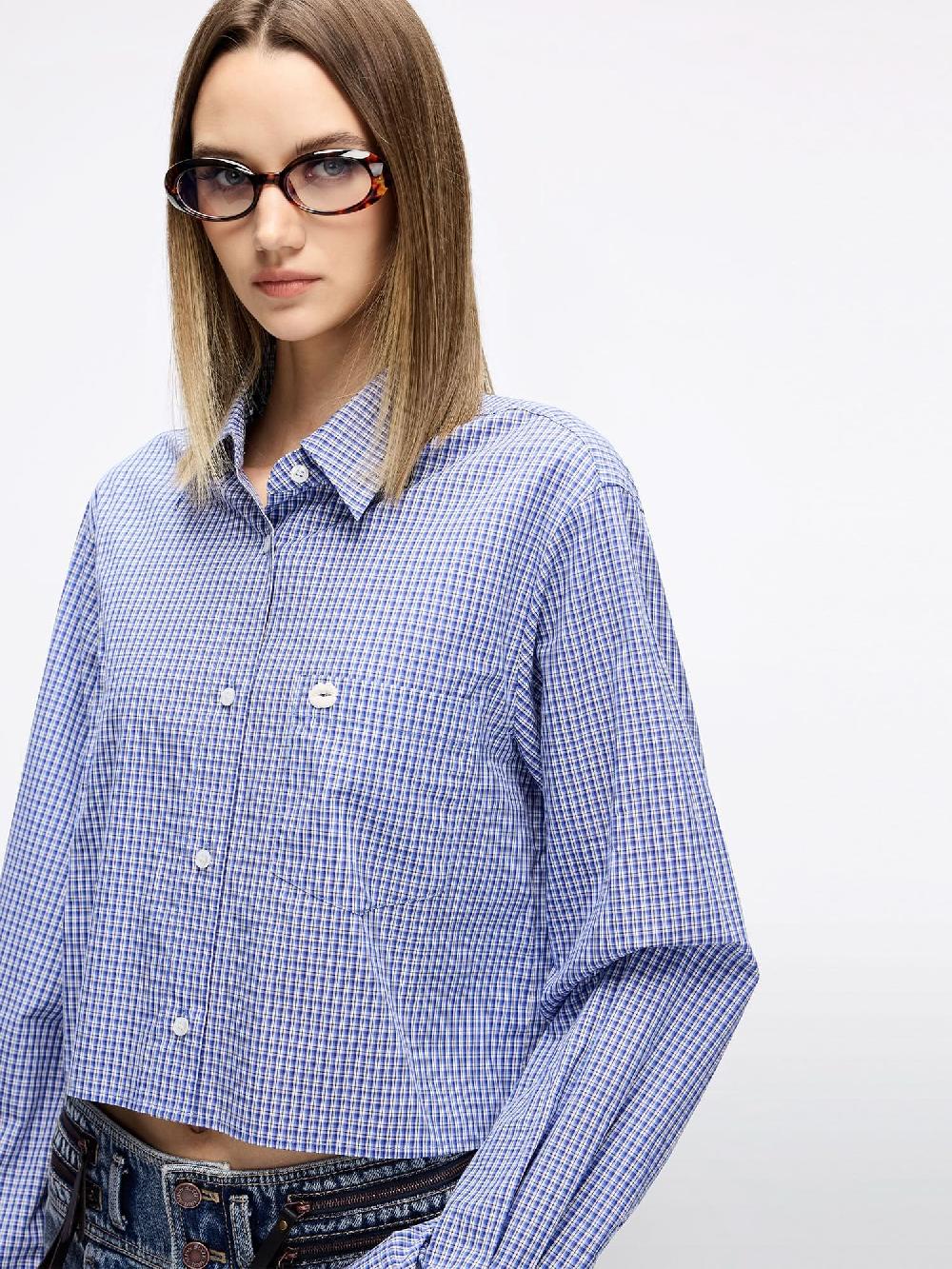 Miss Sixty LOOSE-FIT PLAID SHIRT BLUE