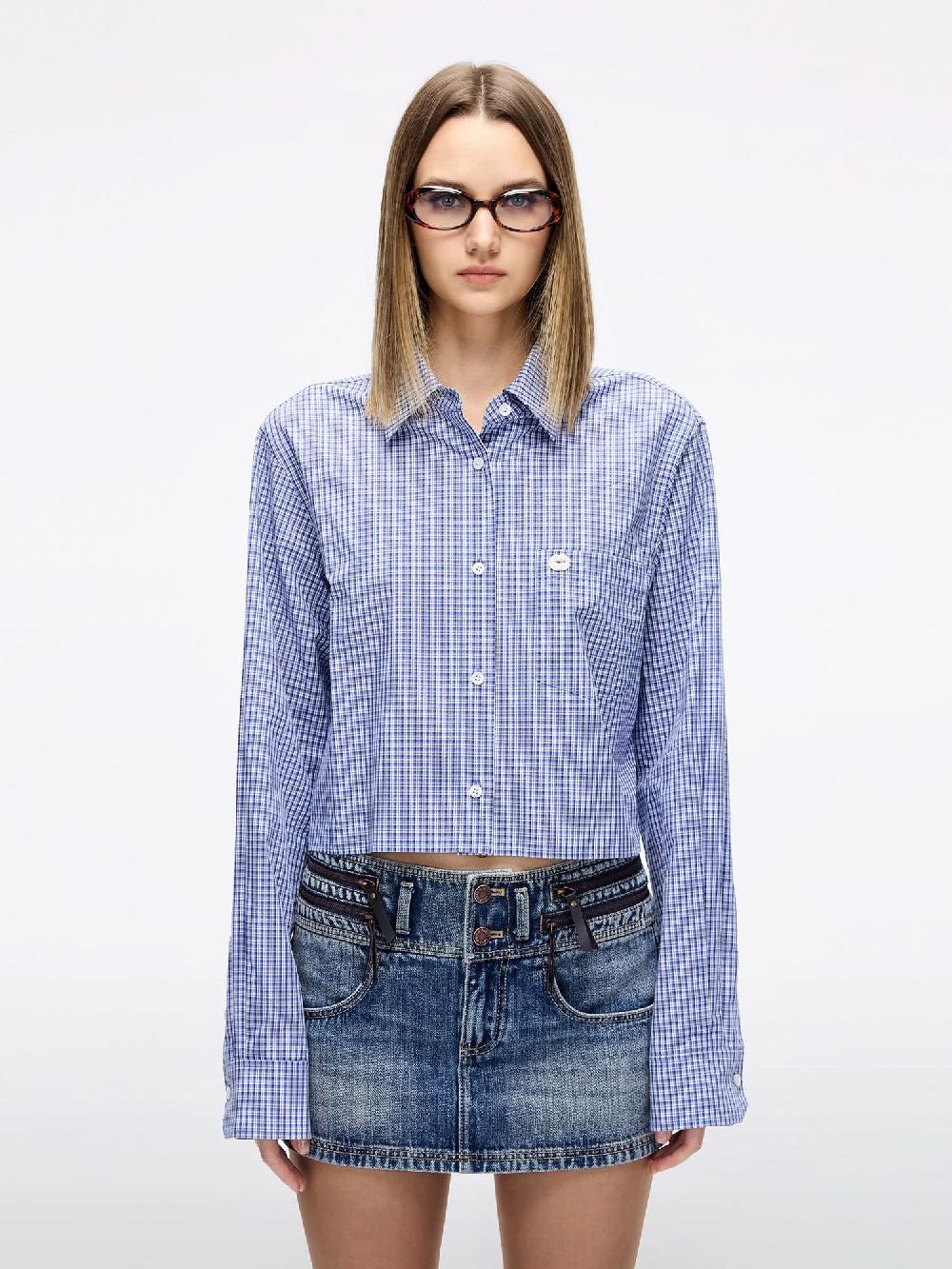 miss sixty LOOSE-FIT PLAID SHIRT BLUE