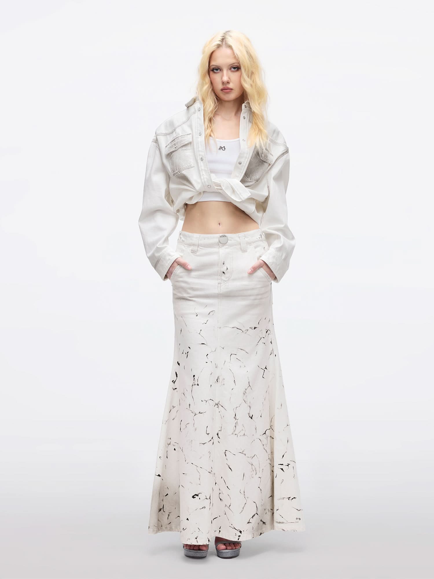 Miss Sixty LOOSE-FIT SHIRT WHITE/BLACK