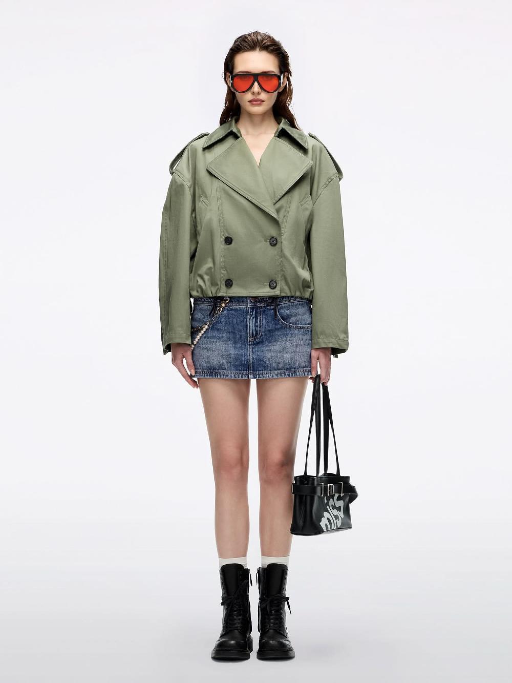 Miss Sixty LOOSE-FIT TRENCH COAT ARMY GREEN
