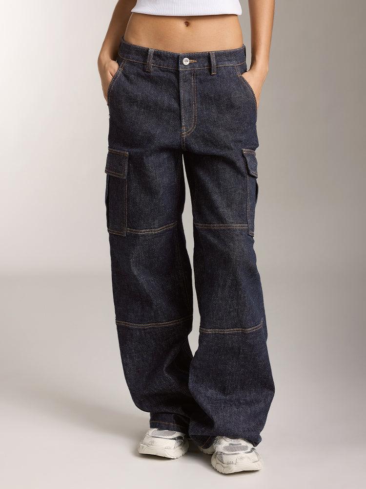 miss sixty LOW RISE CARGO STYLE JEANS DARK BLUE