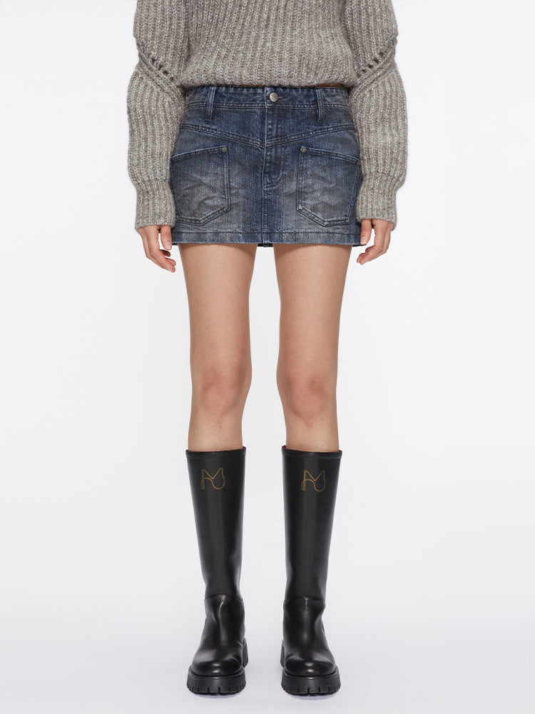 miss sixty LOW-RISE MINI SKIRT DEEP BLUE