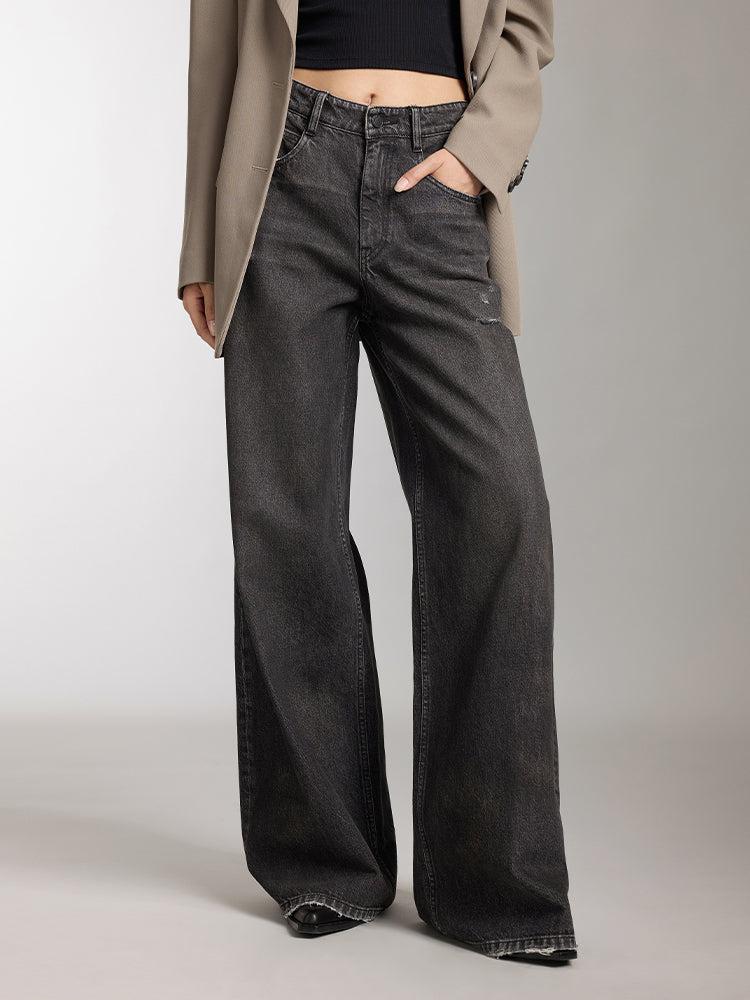 miss sixty LOW RISE WIDE LEG JEANS BLACK FOG