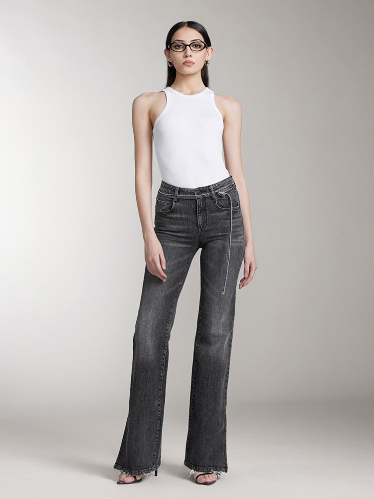 Miss Sixty LOW WAIST SLIT FLARED JEANS BLACK FOG