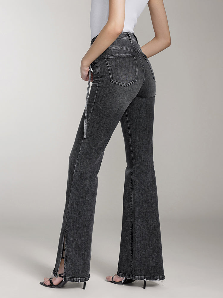 Miss Sixty LOW WAIST SLIT FLARED JEANS BLACK FOG