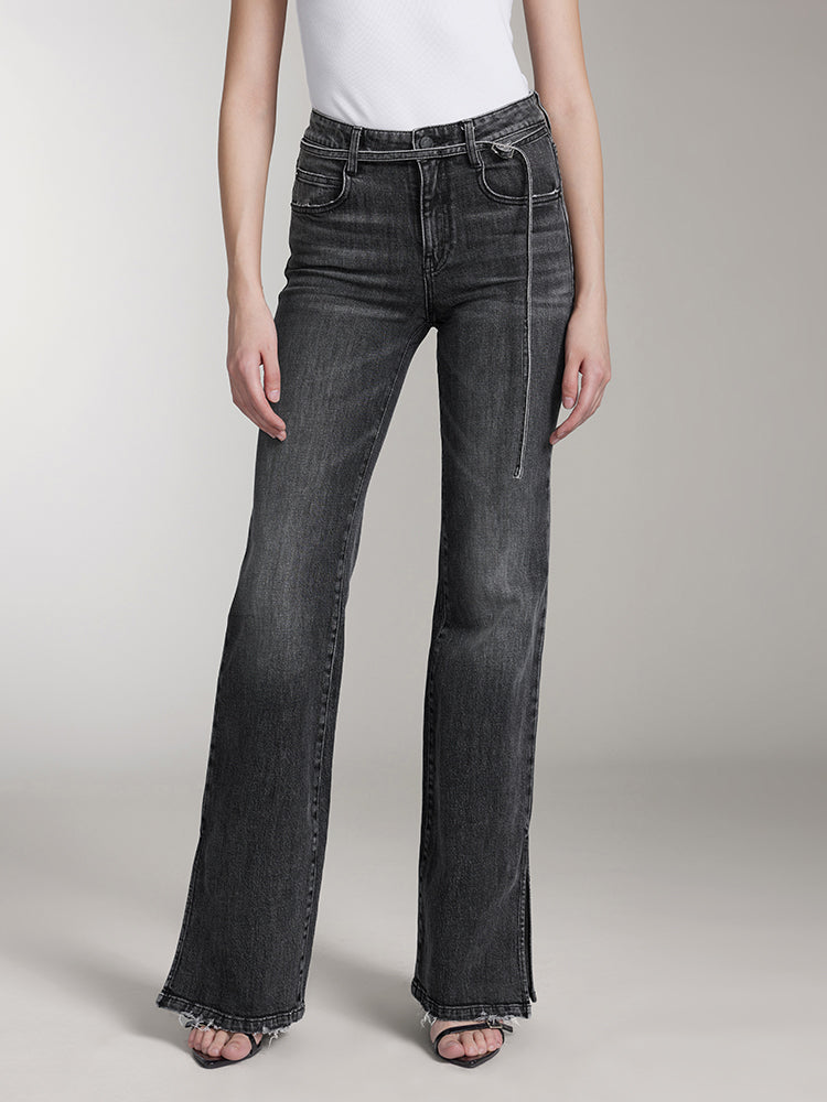 miss sixty LOW WAIST SLIT FLARED JEANS BLACK FOG