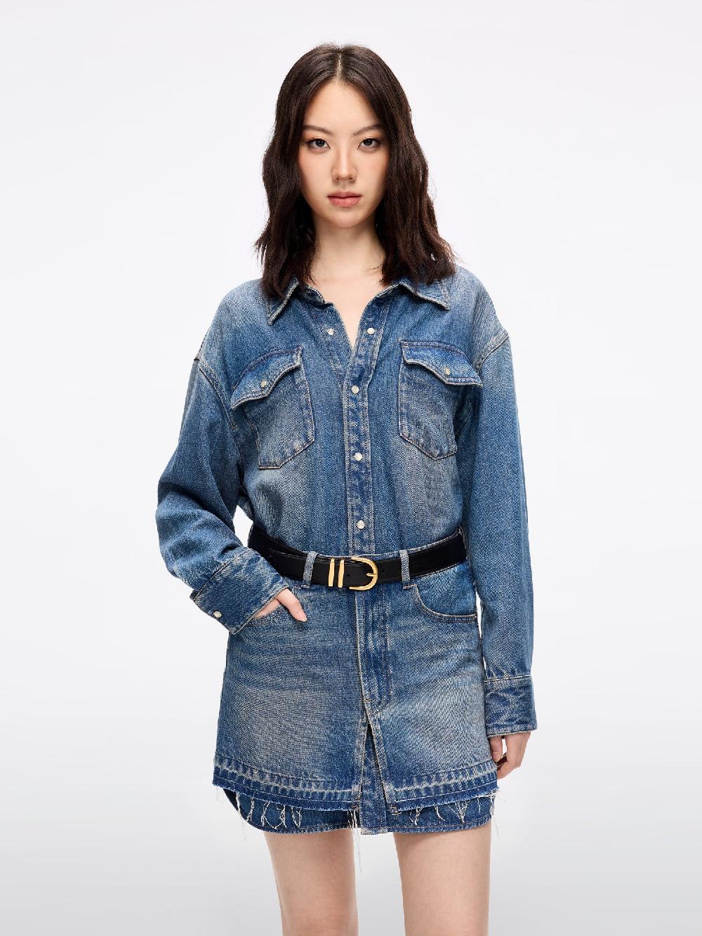 miss sixty LYOCELL DENIM DRESS MIDDLE BLUE