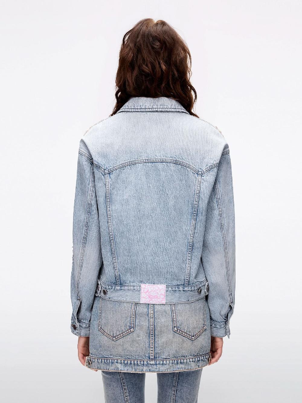 Miss Sixty MESH AND BEADED DENIM JACKET LIGHT BLUE